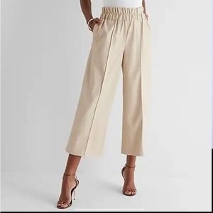 EXPRESS | Super High Waisted Faux Leather Cropped Wide Leg Pant
